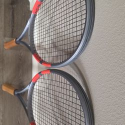 Set Of 2 Matching Babolat Pure Strike 97 Carbon Grey Tennis Racquets Strung Basically New