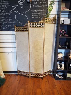 3-Fold Upholstered Gilt Screen