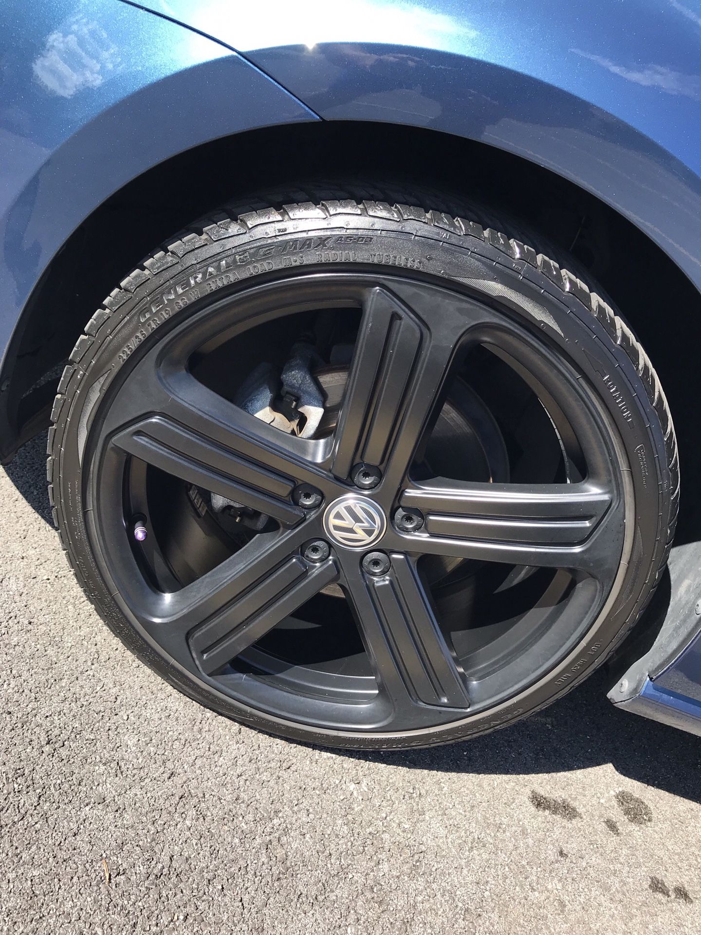 VW 19" OEM Golf R Jetta Passat Wheel & Tire Set Cadiz Model Black - Audi VW 5x112