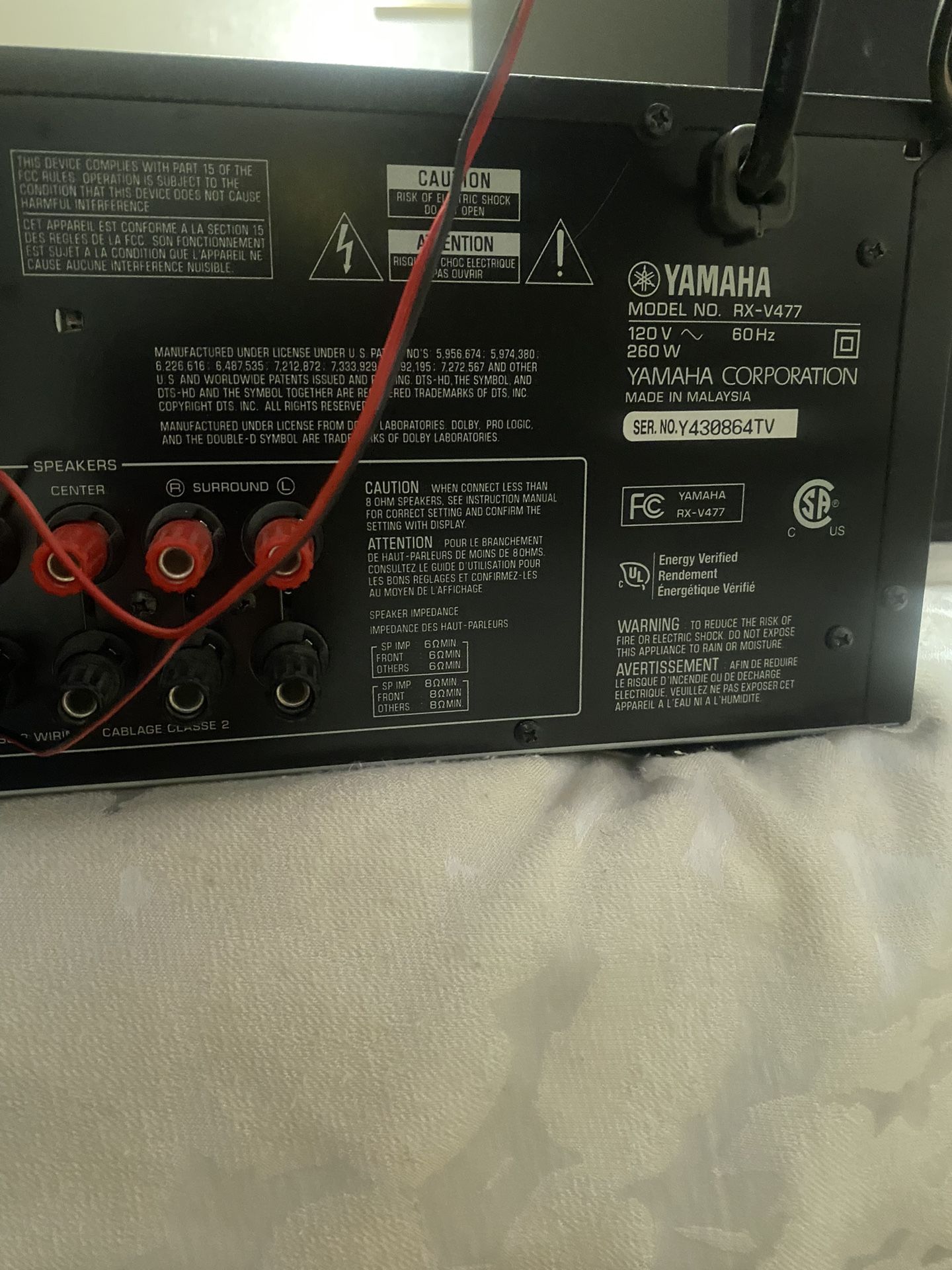 Amplifier Yamaha RX-V477