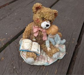 Teddy Bear And Baby Boy Figurine