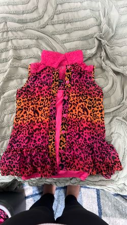 Girls Leopard Print Button-Up Sleeveless Dress