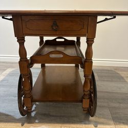 Car bar maple colonial early American drop leaf bar cart tea one and  triangular drop leaf table 