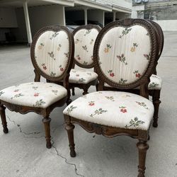 Set of 4 Vintage Floral Dining Chairs