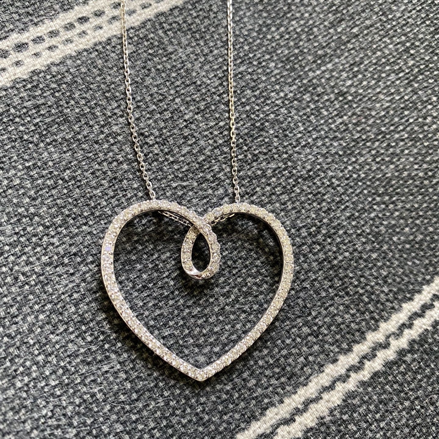 Diamond Heart Necklace 14k  White Gold 1 ct