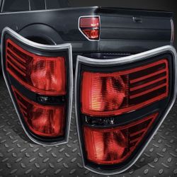 2009 - 2014 FORD F150 PAIR BLACK TRIM RED LENS TAIL BRAKE LIGHTS