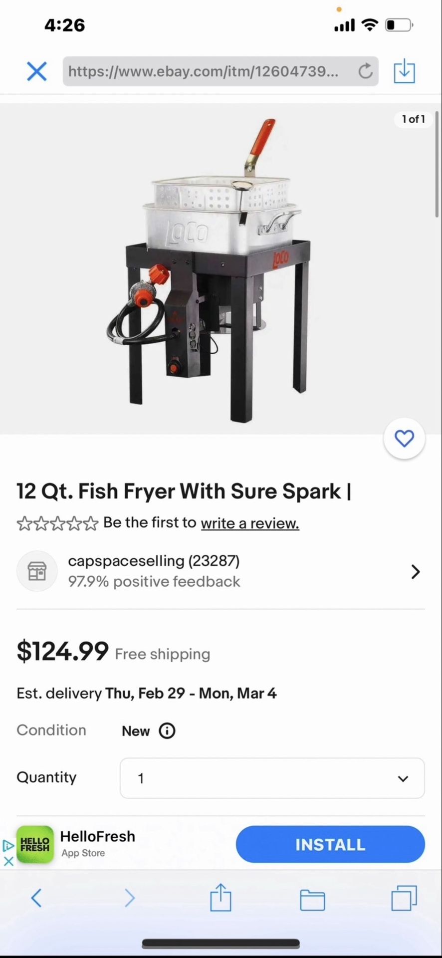 12 Qt. Fish Fryer With Sure Spark Loco