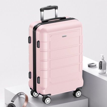Luggage Pink Suitcase Large size 24'' Double Wheels TSA Lock Expandable