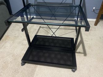 Glass & Metal Desk w/Matching Printer/Desktop Stand