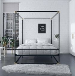 Celest Black/G Conopy Metal Queen Size bed Frame.