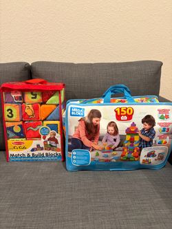 150 mega blocks + Melissa & Doug soft blocks