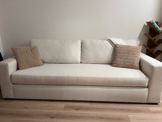 Cream Fabric Modern 3-Seat Sofa