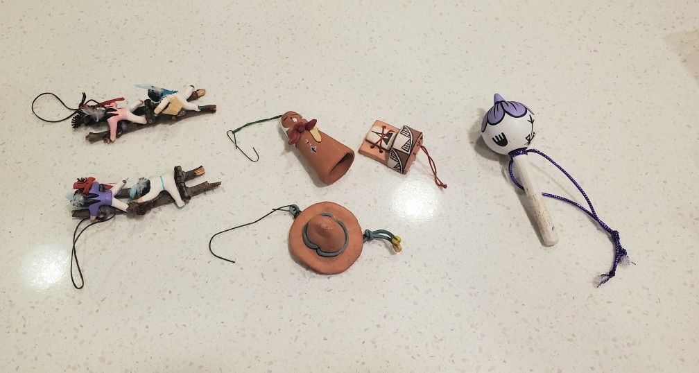 6 Vintage Native American Christmas Tree Ornaments