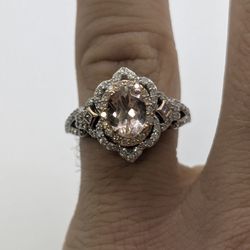 White Gold .75ct Diamond & Morganite Ring