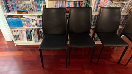 Black Faux Leather Dining Chairs Set of 4
