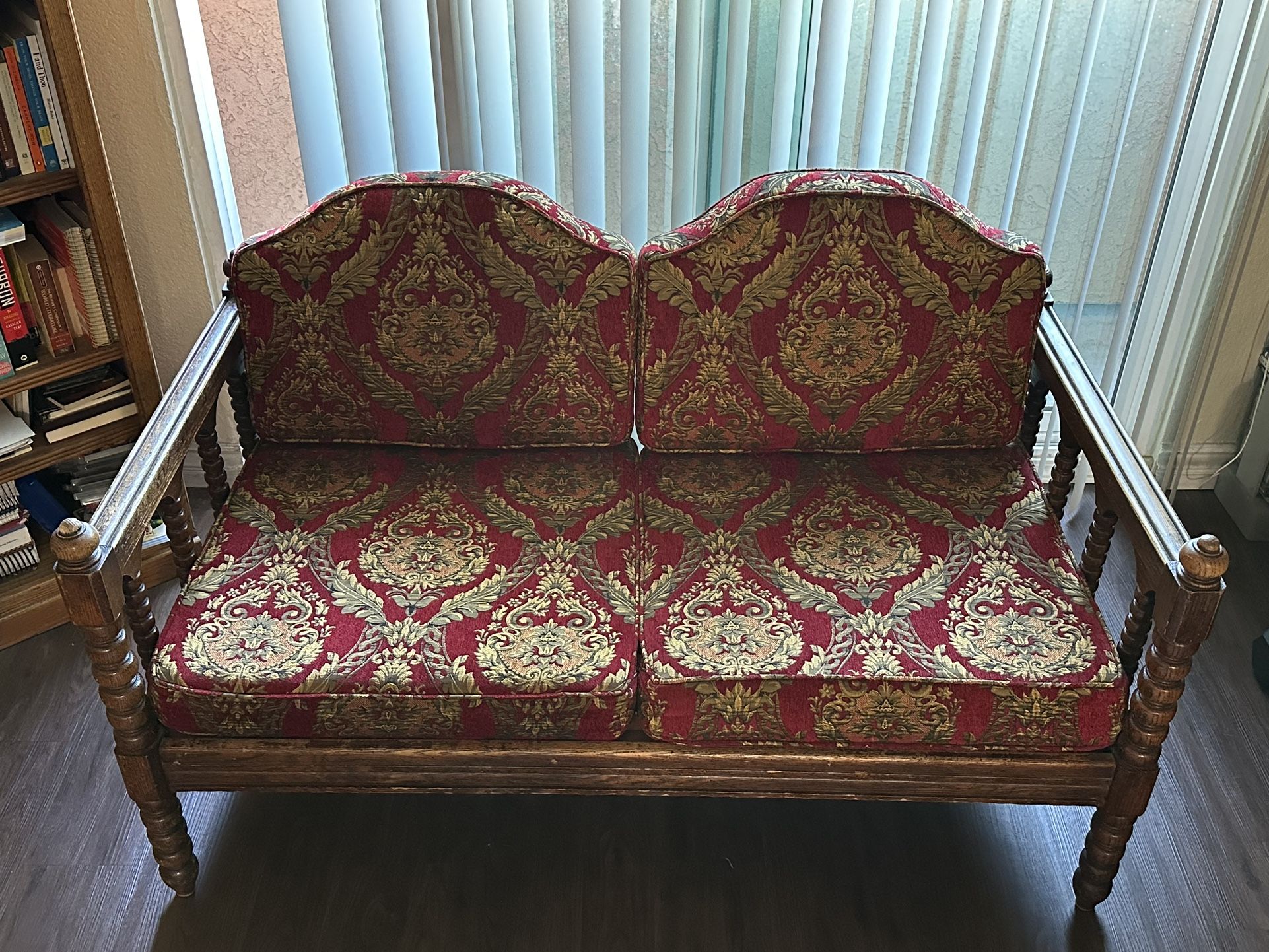 Vintage Wooden Loveseat 