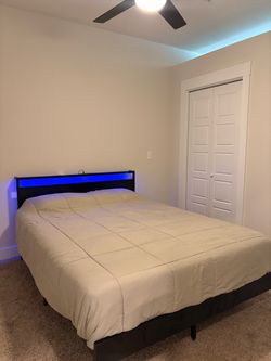 Queen Bed AND Frame with LED Headboard