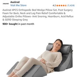Axelrod 4PCS Orthopedic Bed Wedge Pillow Set, Post Surgery Foam for Back, Neck and Leg Pain Relief Comfortable & Adjustable Ortho Pillows- Anti Snorin