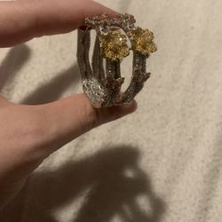 Elegant Silver and Gold Floral & Butterfly Hoop Earrings