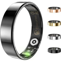 Activity Trackers Fitness Ring with 24/7 Heart Rate Monitor, Step Counter, Calorie Pedometer, No Subscription, for iOS Android SIZE 12
