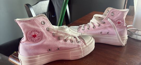 Valentines pink platform converse