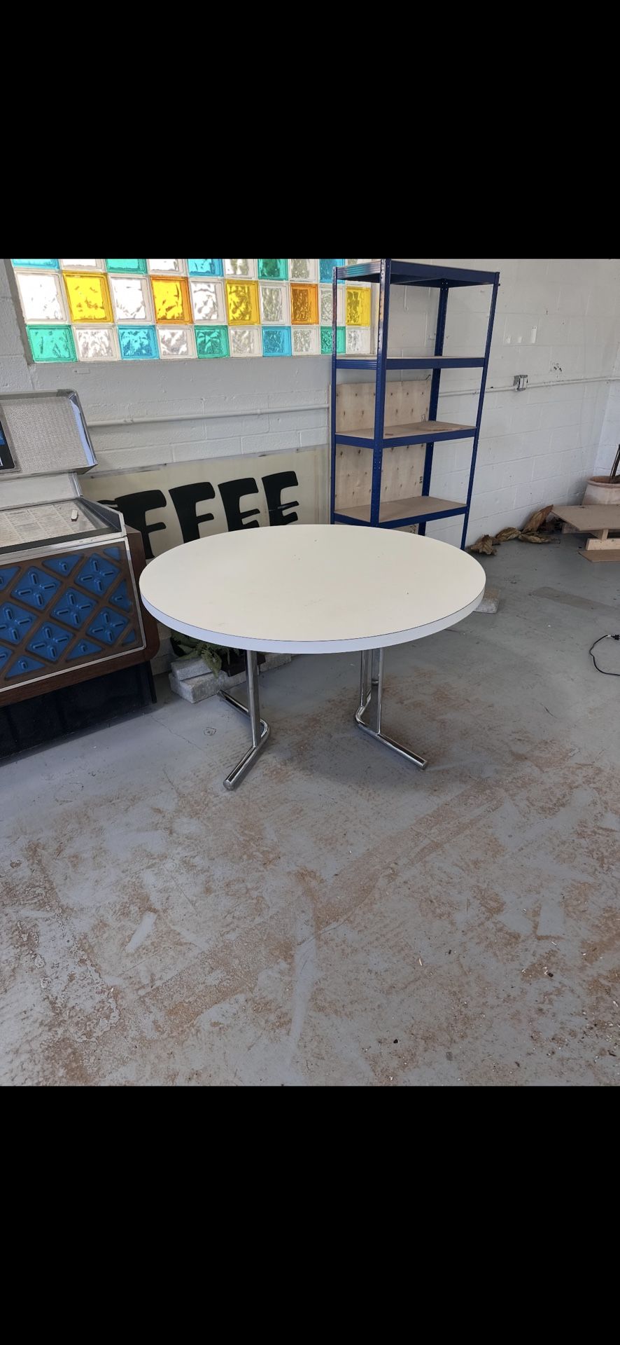 White table chrome legs OBO