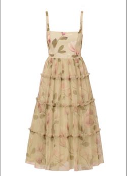 adrianna papell printed knit & mesh midi dress