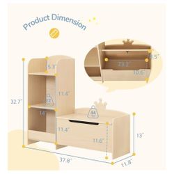 Kids Wooden Toy Chest W/ Shelves