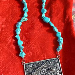 HAND MADE  NECKLACE  "" NATURAL TORQUOISE"" 