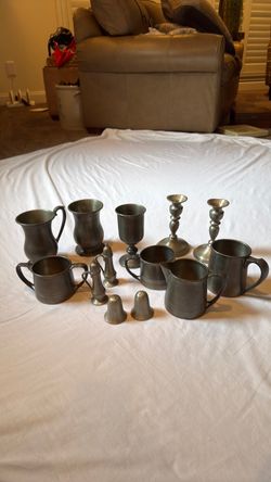 Vintage Pewter Tableware Collection – 13 Pieces