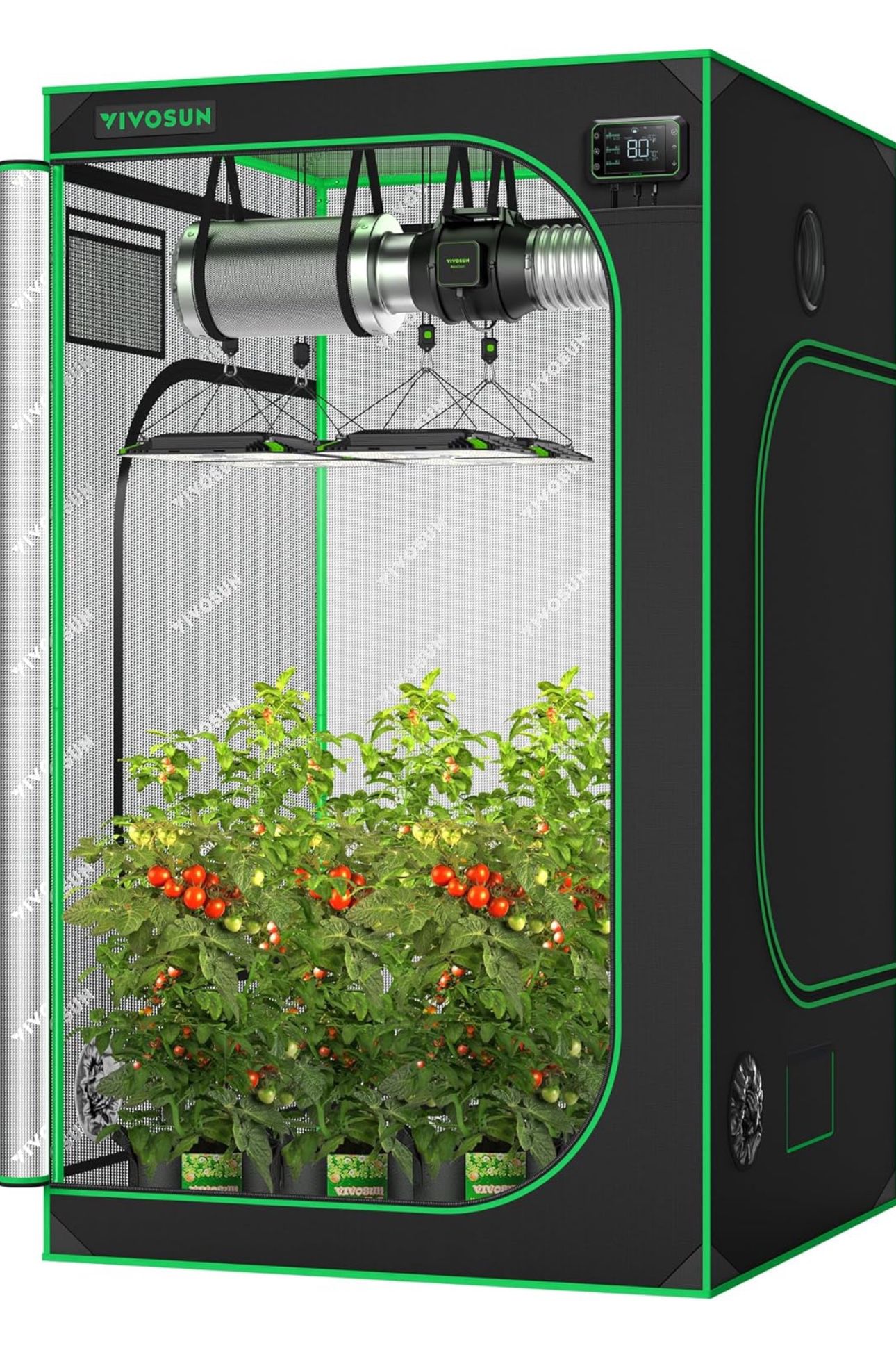VIVOSUN S558 5x5 Grow Tent, 60"x60"x80" High Reflective Mylar with Observation Window and Floor Tray for Hydroponics Indoor Plant for VSF6450