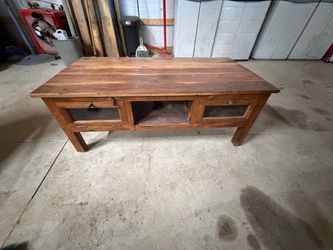 Rustic Solid Wood Coffee Table with Storage