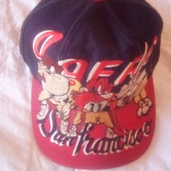Vintage 1990's Team NFl San Francisco 49ers Snapback Looney Tunes Cartoons Characters Embroidered On Front Located In Palm Springs Ca 