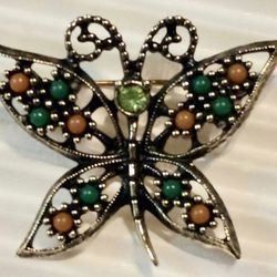 Vintage Multicolored BUTTERFLY BROOCH Pin Sarah COVENTRY