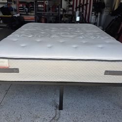 Queen Sealy Mattress with Platform Frame