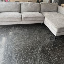 Gray/Black Sectional with Chaise