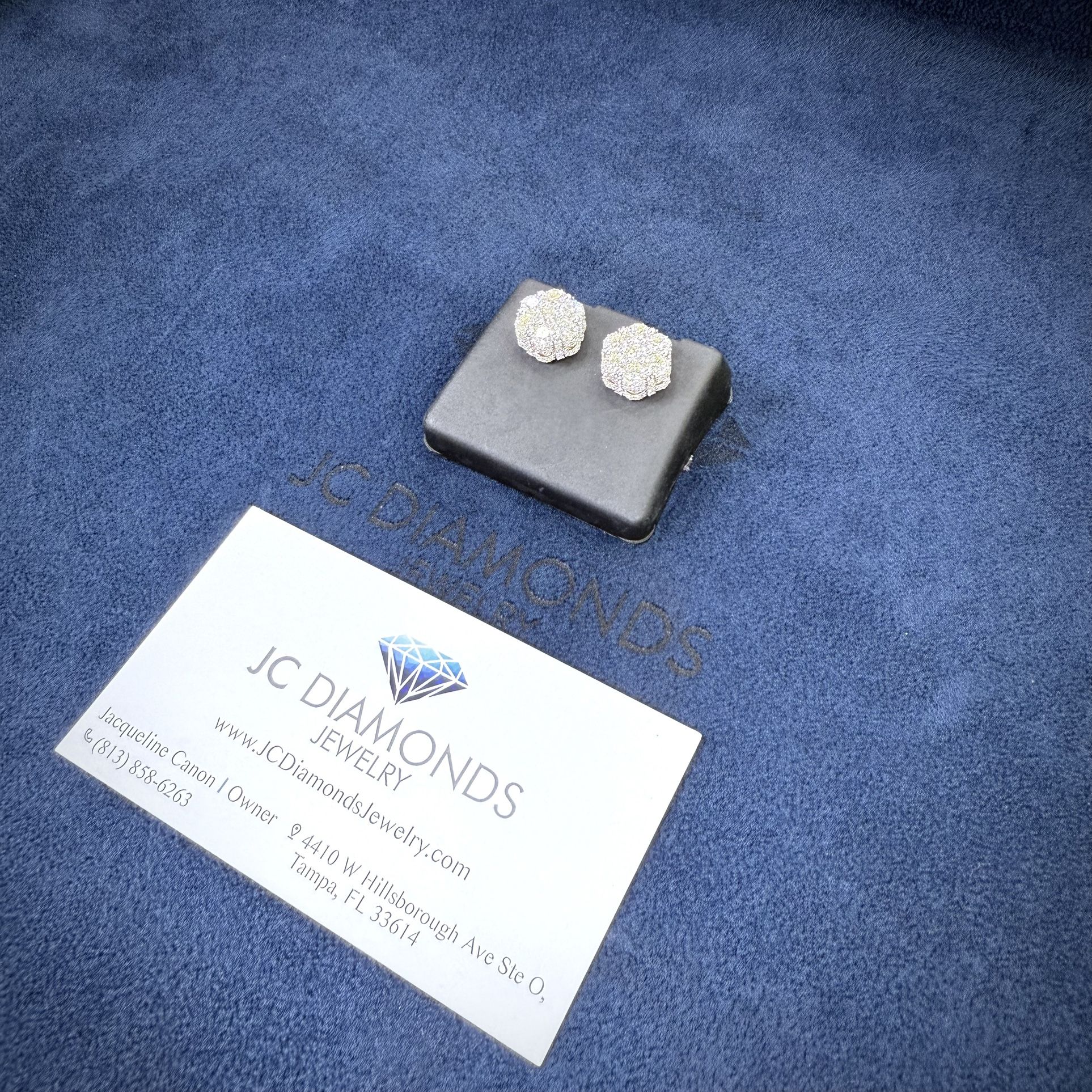 Earrings White Gold 10k Diamonds Real natural