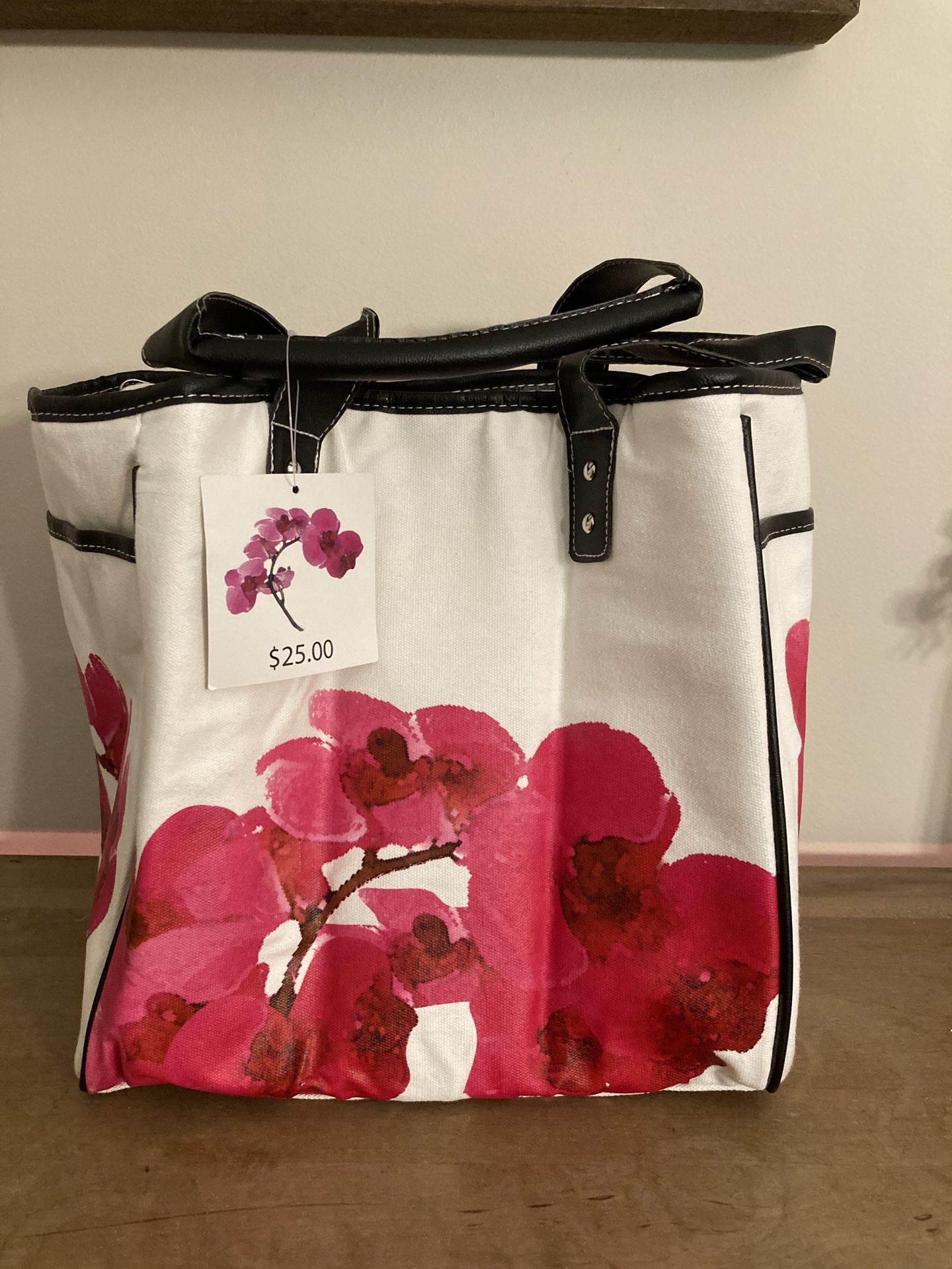 Orchid tote bag NWT beige pink black