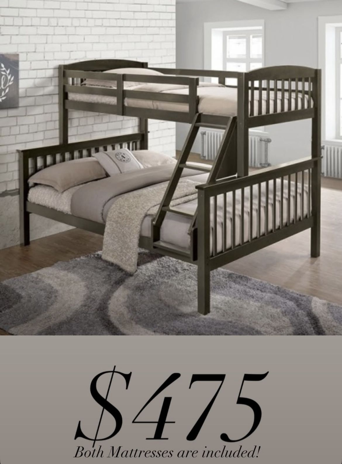 Twin/Full Bunk Bed + 2 Mattress