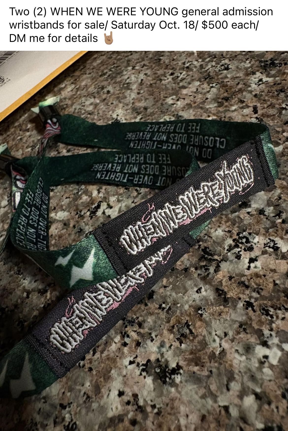 We We’re Young Concert Wristbands