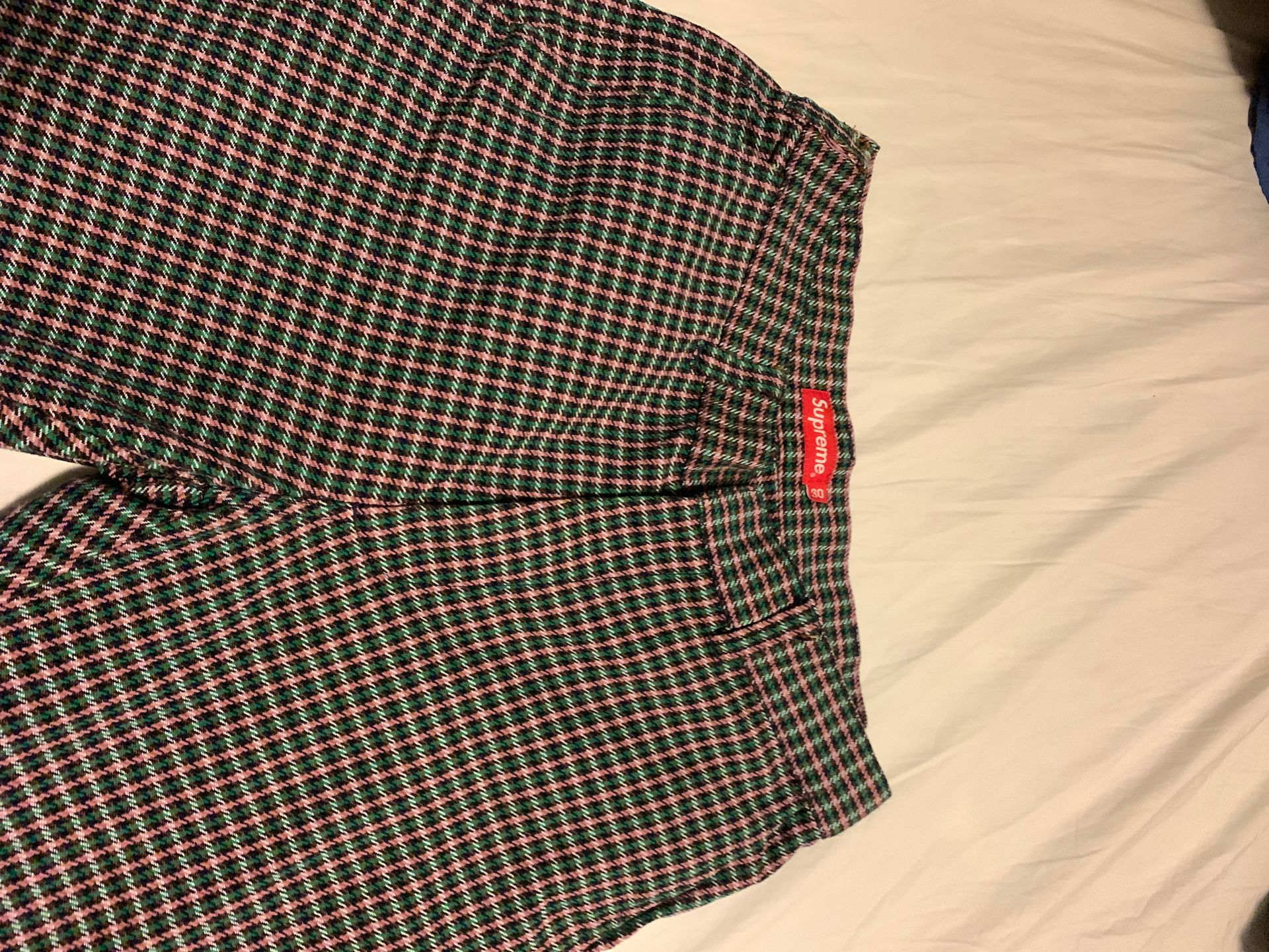 supreme purple plaid work pants