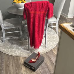  Very  Pretty Lace Red Dress (M) And Very Nice Vince Camuto Shoes! Just In Time For Valentine’s Day!