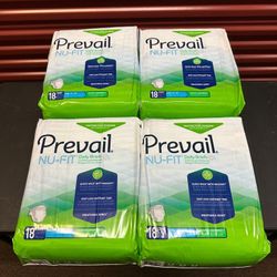 PREVAIL NU-FIT LARGE 45”-58”  DAILY BRIEFS 18 COUNT PACK OF 4 A1