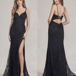 New With Tags Black Sparkly Lace Up Back Prom Dress & Formal Dress $215
