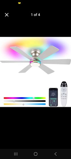 46" 6-Blade Silver Low Profile RGB Ceiling Fan with Light and Remote/APP
11 RGB Modes,Reversible 6 S
