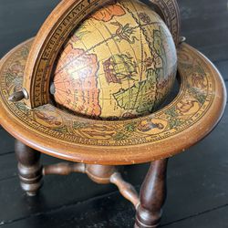 Vintage Old World Globe w Zodiac Signs w Wood Desk Top Stand from Italy