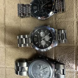 Used Bundle Of 3 Men’s Stainless Steel Watches 