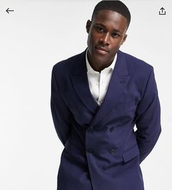 Double skinny breasted suit jacket in navy