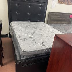 Queen Size Bed Frame, With New Mattress And Boxspring Included