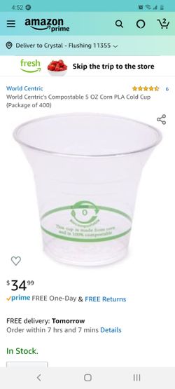 Compostable 5 OZ Corn PLA Cold Cup (Package of 400)
